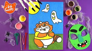 44 Gatti  Coloriamo con la sabbia Polpetta e i fantasmini  Video di Halloween per bambini [upl. by Lasala]