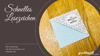 Schnelles Lesezeichen  eine Anleitung für ein EckLesezeichen mit den Produkten von Stampin Up [upl. by Ado]