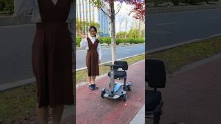 Fourwheel steering foldable mobility scooter easy to use and drivedisabledwheelchairscooter [upl. by Medora450]