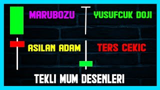 Tekli Mum Desenleri DojiÇekiçMarubozu  Mum Formasyonları 3 [upl. by Suillenroc]