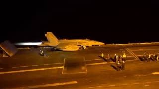 FA18 Afterburner Catapult Night Launch on the USS Nimitz [upl. by Eelyac]