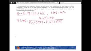 umh2072 201314 Unidad 2 Conceptos de probabilidad y test de diagnóstico Problema 8 [upl. by Forcier834]