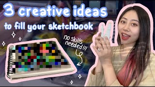 3 creative ideas to fill your sketchbook 🌻🦋✨ Beginner friendly no skills needed [upl. by Nrevel]