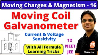 Moving Charges amp Magnetism 16 Moving Coil Galvanometer Radial Field Current amp Voltage Sensitivity [upl. by Onej644]