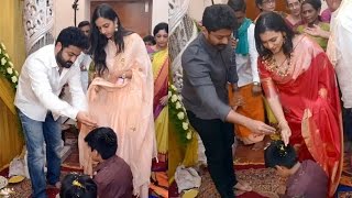 NTR and Kalyan Ram at Nandamuri Janakirams sons panche kattu function [upl. by Nylodnewg]