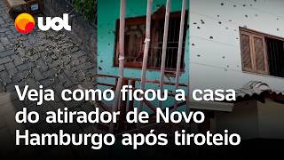 Atirador em Novo Hamburgo vídeos mostram como ficou a casa do homem que matou pai irmão e policial [upl. by Arytal]