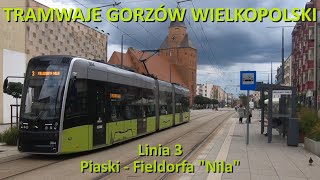 Tramwaje Gorzów Linia 3 Piaski  Fieldorfa quotNilaquot Cała trasaRide on tram lin 3 in Gorzów CABVIEW [upl. by Moscow]