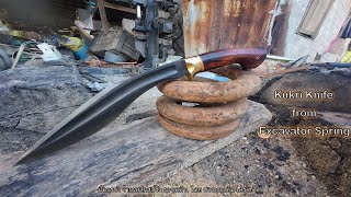 Making a Kukri knife from Excavator track adjuster spring มีดกุรข่า จากสปริงรถขุดดิน [upl. by Carmelo]