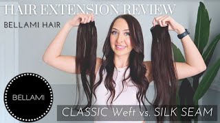 BELLAMI HAIR EXTENSIONS REVIEW WITH THIN HAIR  Classic weft vs Silk Seam [upl. by Hyacinthia592]