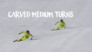 Carved Medium Turns  Interski 2023 training on different radius skis With Jacob Elgaard [upl. by Leaw]