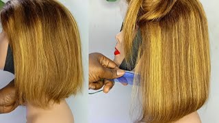 Master Wig Straightening How to Straighten a Short Piano Bob Wig at Home [upl. by Emelita]