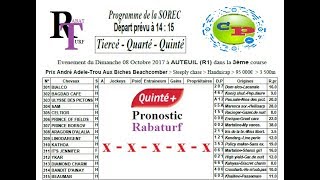 Rabaturf Pronostic100  Quinté BASE08102017  Auteuil  Prix André Adèle  R 1 [upl. by Sumerlin]