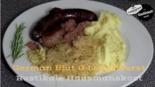 German BlutLeber Wurst mit Sauerkraut amp Kartoffelbrei Hausmannskost deftig herzhaft rustikal [upl. by Melvin66]