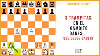 Lección de ajedrez 3 trampitas en gambito danés [upl. by Yettie]