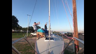 J24 derig transport and ramp Launch for a regatta Grapevine Sailing Club 2022 black widow racing [upl. by Haceber]