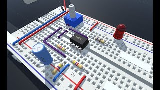 led flasher with IC LM 741 OperationsverstärkerOszillator LEDBlinker mit LM741 [upl. by Gleich]