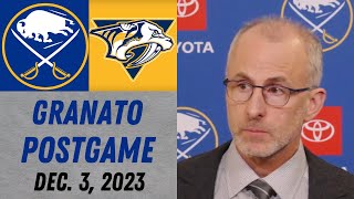 Don Granato Postgame Interview vs Nashville Predators 1232023 [upl. by Agni]