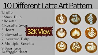 Basic Latte Art Pattern  Tulip Wingtulip  Rosetta  Swan  Heart Inverted  Slowsetta  Bearface [upl. by Eissirk]