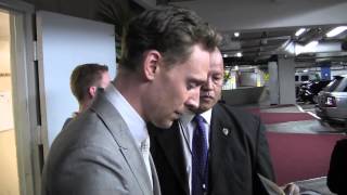 Exclusive Tom Hiddleston Loki signs autographs after Iron Man 3 premiere 42413 [upl. by Esimorp]