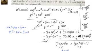 Polynomials Division Algorithm Find the value of K and all zeroes [upl. by Simetra]