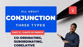 Conjunction  Types of Conjunction  Three Types  Part 13  Parts of Speech [upl. by Suedama]