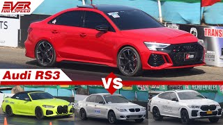 DRAG RACES Audi RS3 🆚 Audi R8  BMW 535i  BMW M440i  BMW X3  BMW X6 [upl. by Libre311]