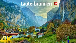 Lauterbrunnen Switzerland walking tour 4K 60fps  A paradise on Earth [upl. by Rodina]