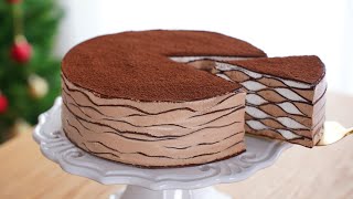 NoOven  새해에는 아름답고 맛있는 초코 케이크 만들어요 🍫 Chocolate Crepe Cake  Cup measure [upl. by Helm]