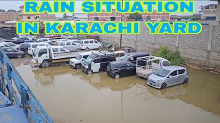 🚗🚗🚗KARACHI RAIN SITUATION IN OUR YARD AND LOADING CARRIER carcargo carcarrier cartransport cargo [upl. by Tiraj125]