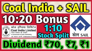 Coal India  SAIL • Stocks Declared High Dividend Bonus amp Split With Ex Dates [upl. by Enomrej]