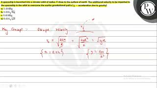 A spaceship is launched into a circular orbit of radius \ R \ close to the surface of earth T [upl. by Imuy]