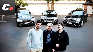 MercedesAMG S 63 vs BMW 760 Li vs Audi A8  Comparativa  Prueba  Review en español  cochesnet [upl. by Draillih]