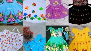 Hand paint and Hand embroidery baby dress design Hand painting frok design বাচ্চাদের জামার ডিজাইন। [upl. by Severin]