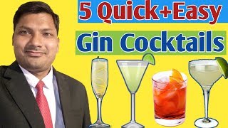 5 Easy Gin Based Cocktail Drink  Gin cocktail [upl. by Ahsiyt]