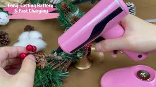 Pink Cordless Hot Glue Gun Kit USB Chargeable Battery Charged with 40 Glue Sticks Carry Case [upl. by Timothy]