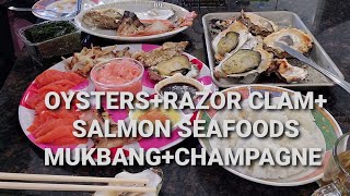 Grilled OystersGrilled Razor ClamSalmon SushiGrilled Salmon Belly Seafoods MUKBANG [upl. by Norha]