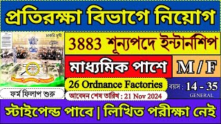 3883 শূন্যপদে 26টি Ordnance ফ্যাক্টরিতে নিয়োগ 2024  Ordnance Factory Recruitment 2024  job [upl. by Derfliw420]