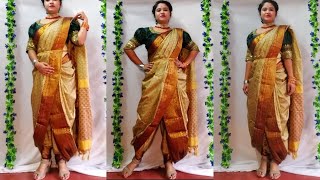 Dhoti style saree draping for weddingreception function [upl. by Ailime]