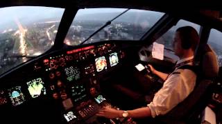 Sarajevo A320 LQSA cockpit view landing 12 in rain [upl. by Nimaynib]