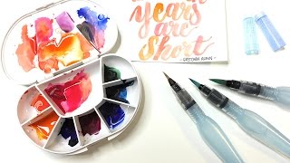 How to Use the Pentel Aquash Water Brush Pen for Watercolor and Brush Lettering and Calligraphy [upl. by Acenahs581]