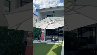 Trying the largest outdoor umbrella Best outdoor furniture [upl. by Eigram]