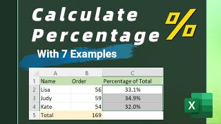 How to calculate percentage in Excel  with 7 formula examples [upl. by Aicen]