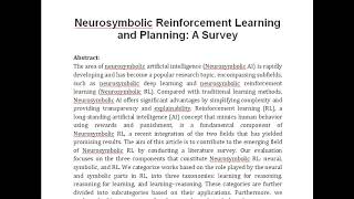 Neurosymbolic Reinforcement Learning and Planning A Survey [upl. by Garnette]