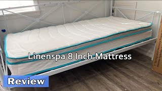 Review Linenspa 8 Inch Memory Foam and Spring Hybrid Mattress [upl. by Ahseeyt]