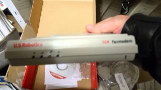 UNBOXING USrobotics 56k fax modem [upl. by Yelreveb151]