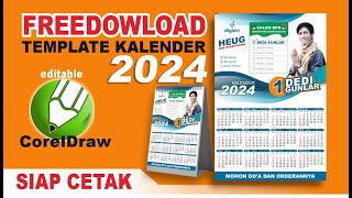 FREEDOWNLOAD GRATIS TEMPLATE KALENDER 2024  FORMAT COREDRAW  Gunlar Channel [upl. by Ellerey]