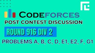 Codeforces Round 916 Div 3  Video Solutions  A to G1  by Ankit Ghildiyal  TLE Eliminators [upl. by Mastat]