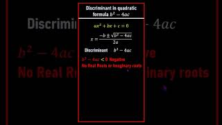 Discriminant in quadratic formula 𝑏2−4𝑎𝑐 maths cbseclass10 ssc ssccgl [upl. by Crabb373]