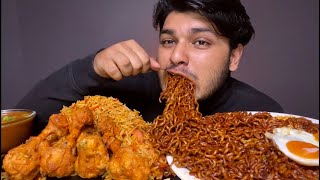 EATING CHICKEN BIRYANI WITH SPICY BLACKBEAN NOODLES  CHICKEN LOLLIPOP EATING SHOW  FOOD EATING [upl. by Tra]