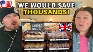 Americans React to US vs UK Cost of Groceries  Kroger vs Tesco Prices [upl. by Dlonra902]